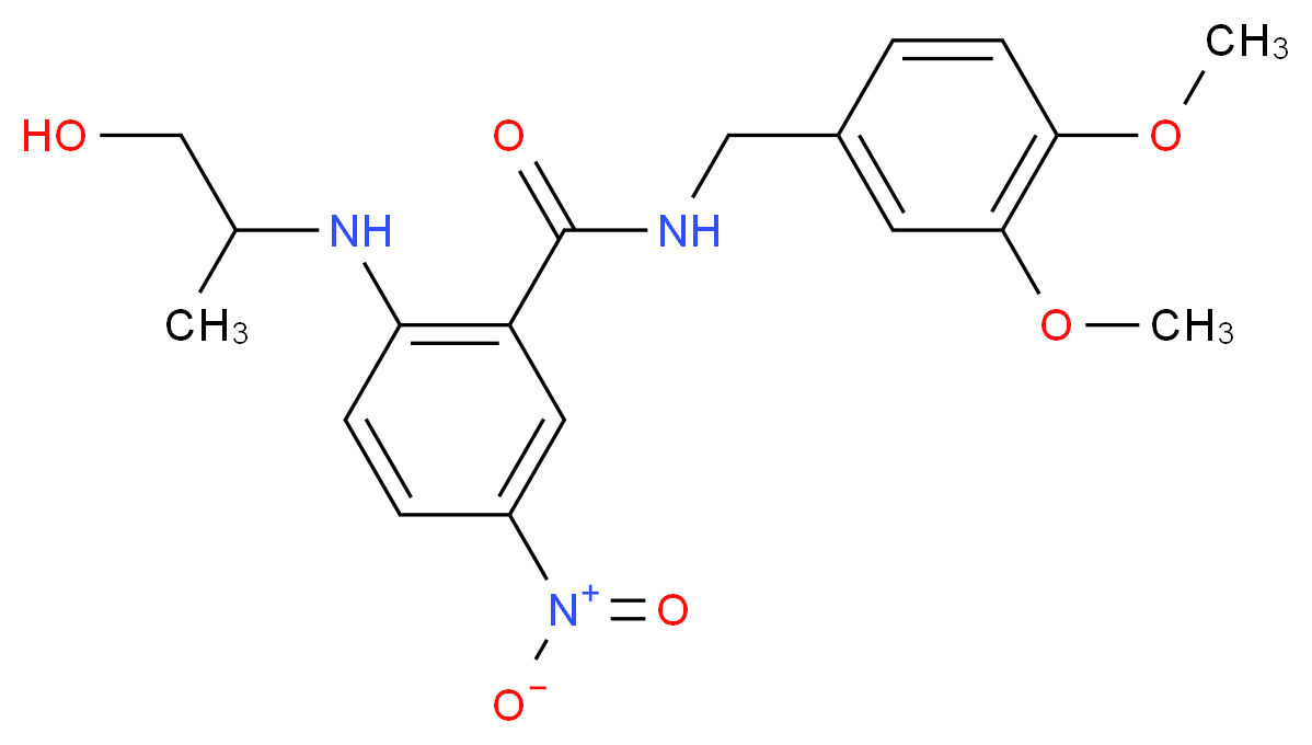 N-[(3,4-dimethoxyphenyl)methyl]-2-[(1-hydroxypropan-2-yl)amino]-5-nitrobenzamide_分子结构_CAS_1020251-53-9