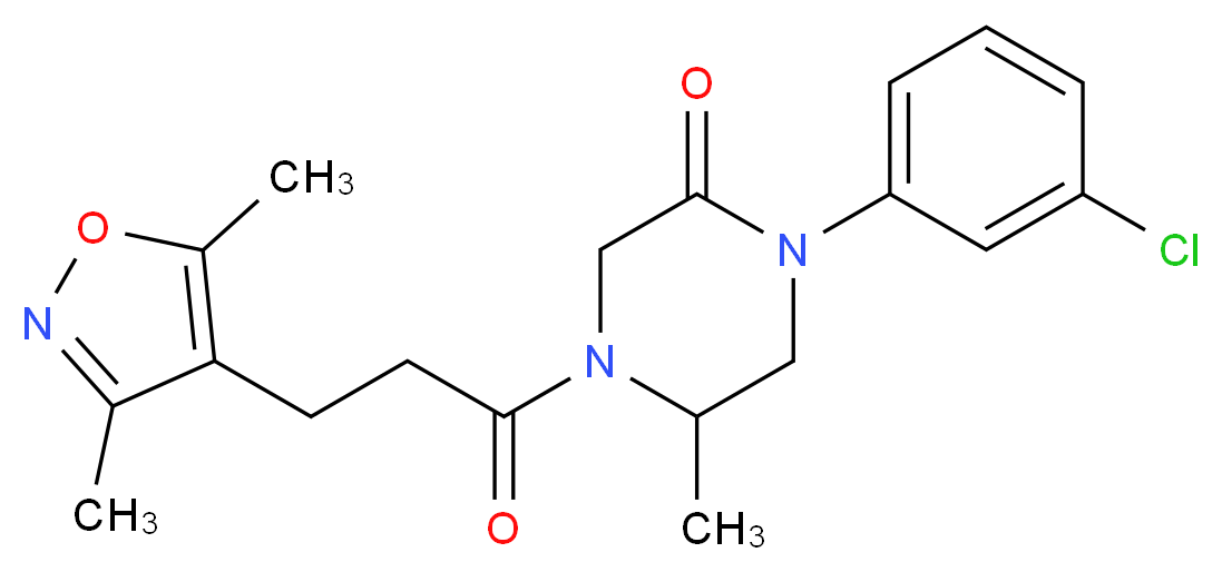 1-(3-chlorophenyl)-4-[3-(3,5-dimethyl-4-isoxazolyl)propanoyl]-5-methyl-2-piperazinone_分子结构_CAS_)