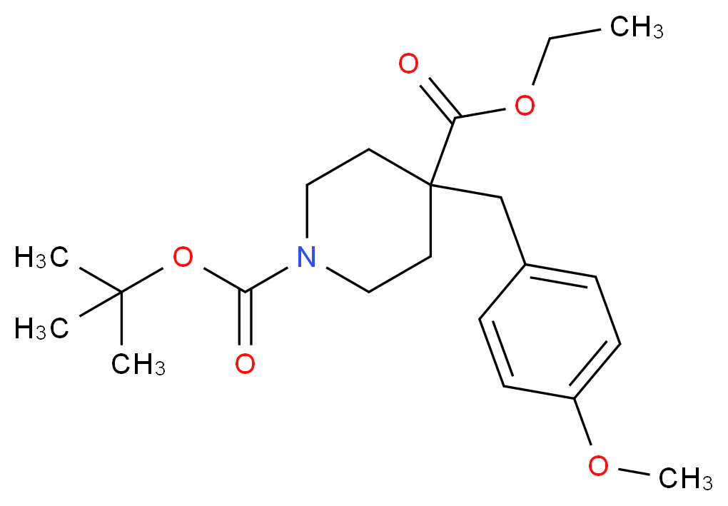 1-tert-butyl 4-ethyl 4-[(4-methoxyphenyl)methyl]piperidine-1,4-dicarboxylate_分子结构_CAS_932710-58-2
