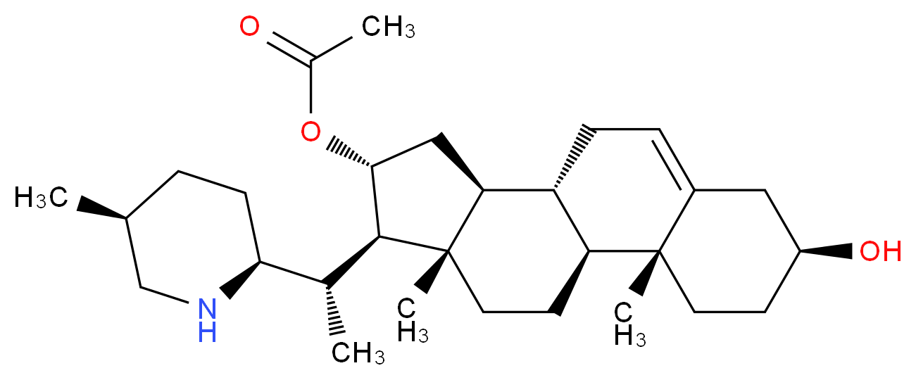 (1S,2R,5S,10S,11S,13R,14R,15S)-5-hydroxy-2,15-dimethyl-14-[(1S)-1-[(2S,5S)-5-methylpiperidin-2-yl]ethyl]tetracyclo[8.7.0.0<sup>2</sup>,<sup>7</sup>.0<sup>1</sup><sup>1</sup>,<sup>1</sup><sup>5</sup>]heptadec-7-en-13-yl acetate_分子结构_CAS_36069-45-1