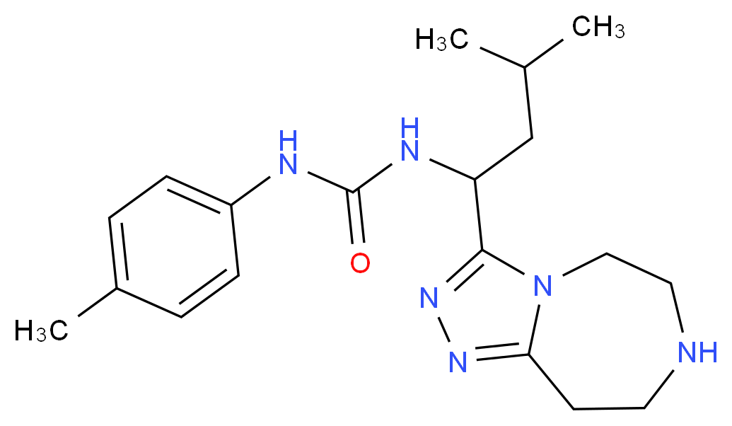 N-(4-methylphenyl)-N'-[3-methyl-1-(6,7,8,9-tetrahydro-5H-[1,2,4]triazolo[4,3-d][1,4]diazepin-3-yl)butyl]urea_分子结构_CAS_)