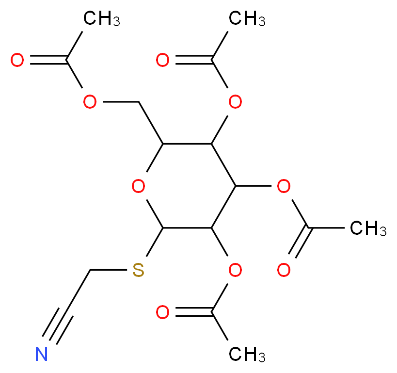 [3,4,5-tris(acetyloxy)-6-[(cyanomethyl)sulfanyl]oxan-2-yl]methyl acetate_分子结构_CAS_61145-33-3