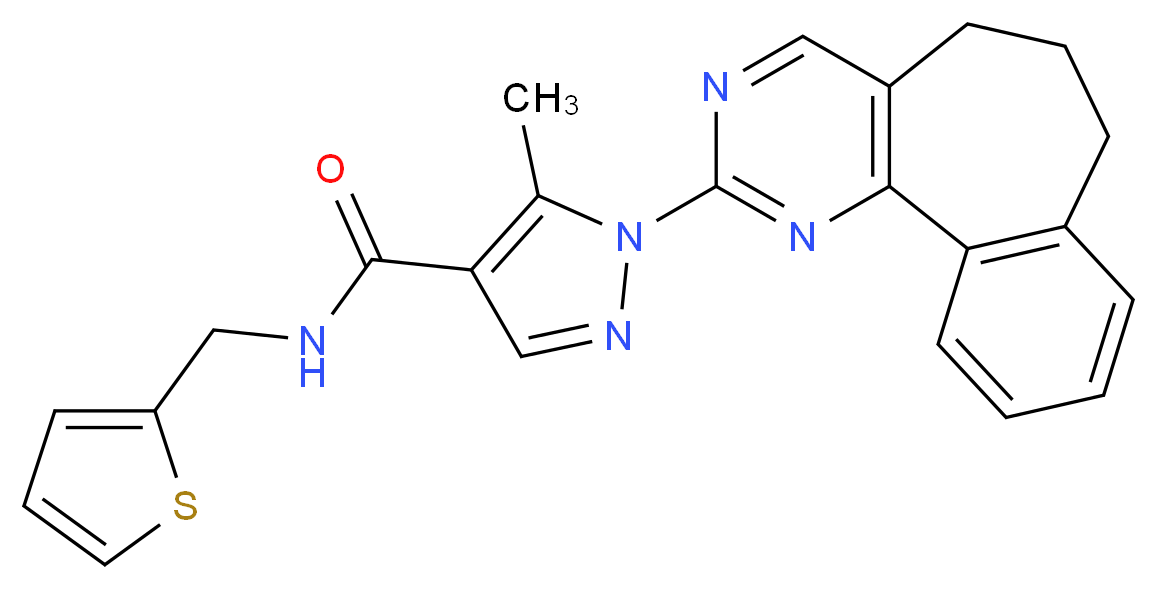 1-(6,7-dihydro-5H-benzo[6,7]cyclohepta[1,2-d]pyrimidin-2-yl)-5-methyl-N-(2-thienylmethyl)-1H-pyrazole-4-carboxamide_分子结构_CAS_)