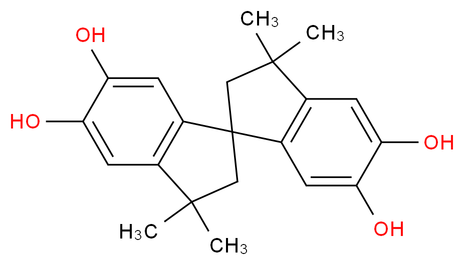 3,3,3',3'-tetramethyl-2,2',3,3'-tetrahydro-1,1'-spirobi[indene]-5,5',6,6'-tetrol_分子结构_CAS_54689-99-5