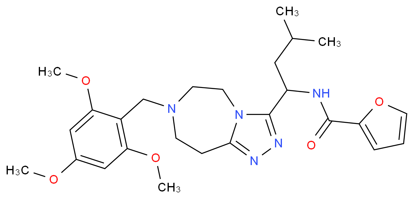 N-{3-methyl-1-[7-(2,4,6-trimethoxybenzyl)-6,7,8,9-tetrahydro-5H-[1,2,4]triazolo[4,3-d][1,4]diazepin-3-yl]butyl}-2-furamide_分子结构_CAS_)