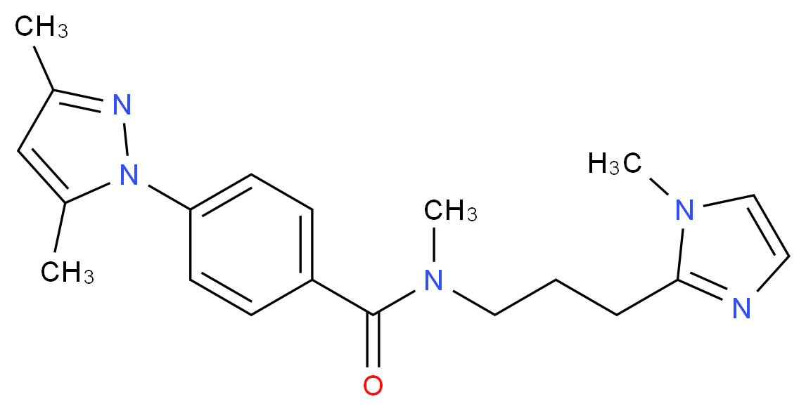 4-(3,5-dimethyl-1H-pyrazol-1-yl)-N-methyl-N-[3-(1-methyl-1H-imidazol-2-yl)propyl]benzamide_分子结构_CAS_)
