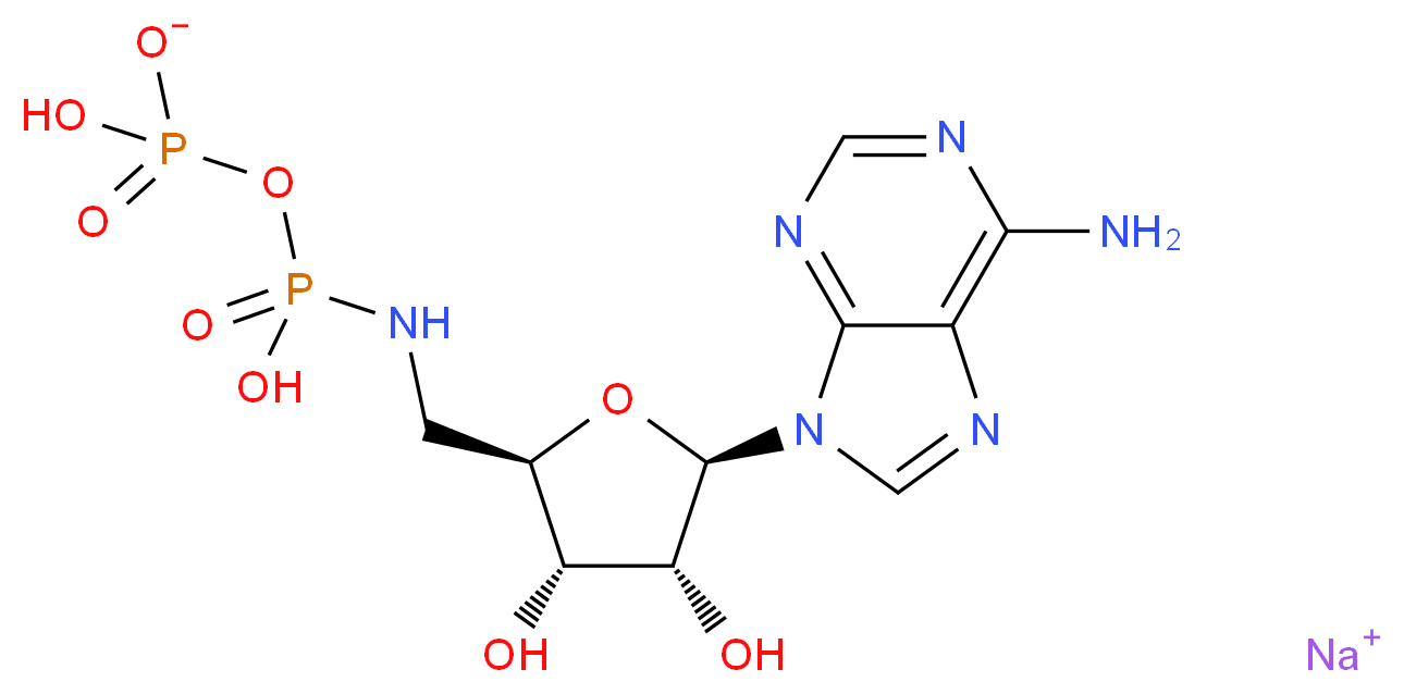 sodium (2R,3R,4S,5R)-2-(6-amino-9H-purin-9-yl)-5-({[(hydrogen phosphonatooxy)(hydroxy)phosphoryl]amino}methyl)oxolane-3,4-diol_分子结构_CAS_20398-34-9