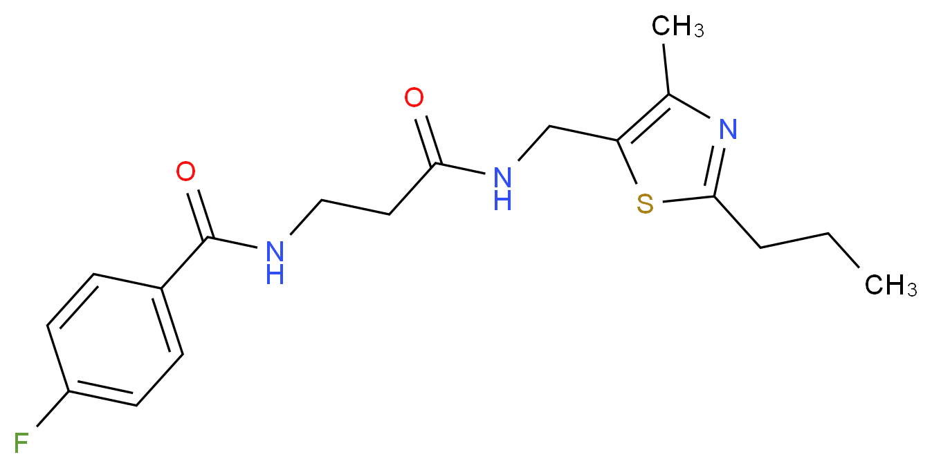 4-fluoro-N-(3-{[(4-methyl-2-propyl-1,3-thiazol-5-yl)methyl]amino}-3-oxopropyl)benzamide_分子结构_CAS_)