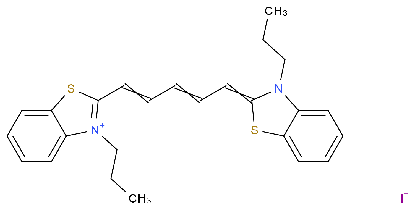 3-propyl-2-[5-(3-propyl-2,3-dihydro-1,3-benzothiazol-2-ylidene)penta-1,3-dien-1-yl]-1,3-benzothiazol-3-ium iodide_分子结构_CAS_53213-94-8