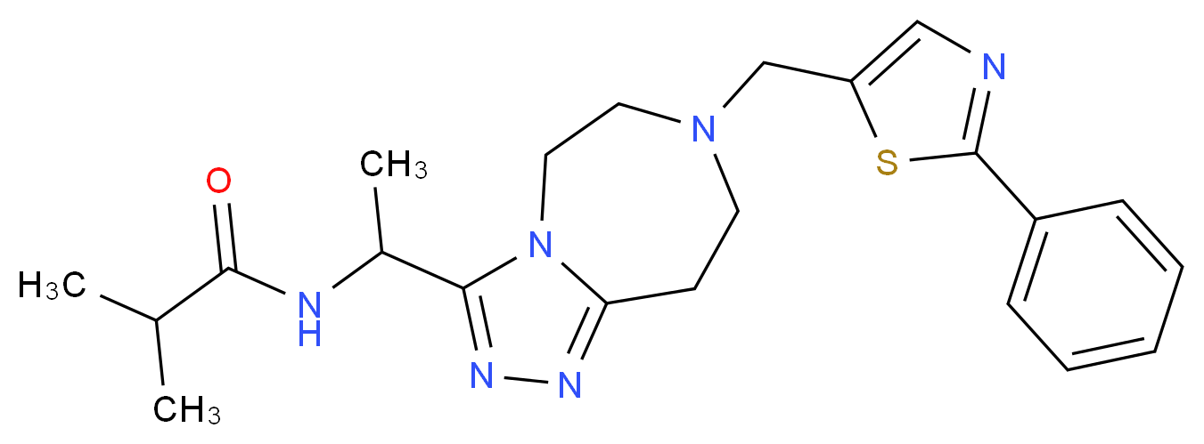 2-methyl-N-(1-{7-[(2-phenyl-1,3-thiazol-5-yl)methyl]-6,7,8,9-tetrahydro-5H-[1,2,4]triazolo[4,3-d][1,4]diazepin-3-yl}ethyl)propanamide_分子结构_CAS_)