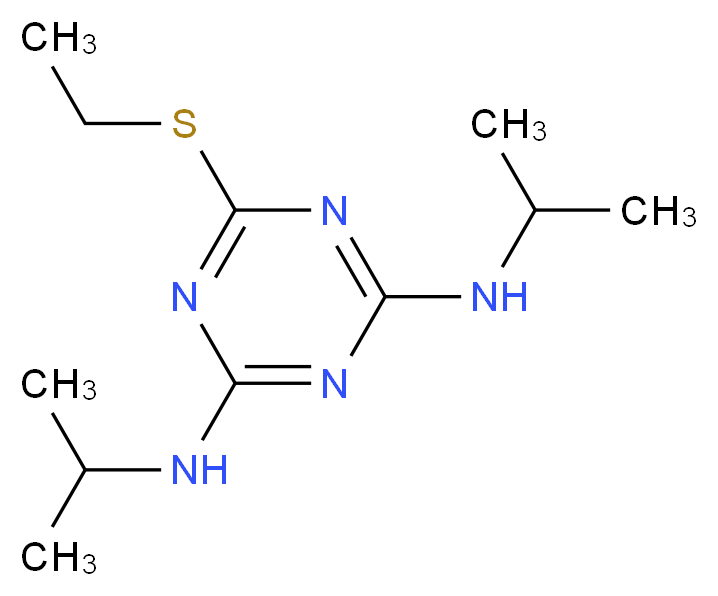 6-(ethylsulfanyl)-2-N,4-N-bis(propan-2-yl)-1,3,5-triazine-2,4-diamine_分子结构_CAS_4147-51-7