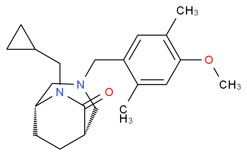 (1S*,5R*)-6-(cyclopropylmethyl)-3-(4-methoxy-2,5-dimethylbenzyl)-3,6-diazabicyclo[3.2.2]nonan-7-one_分子结构_CAS_)