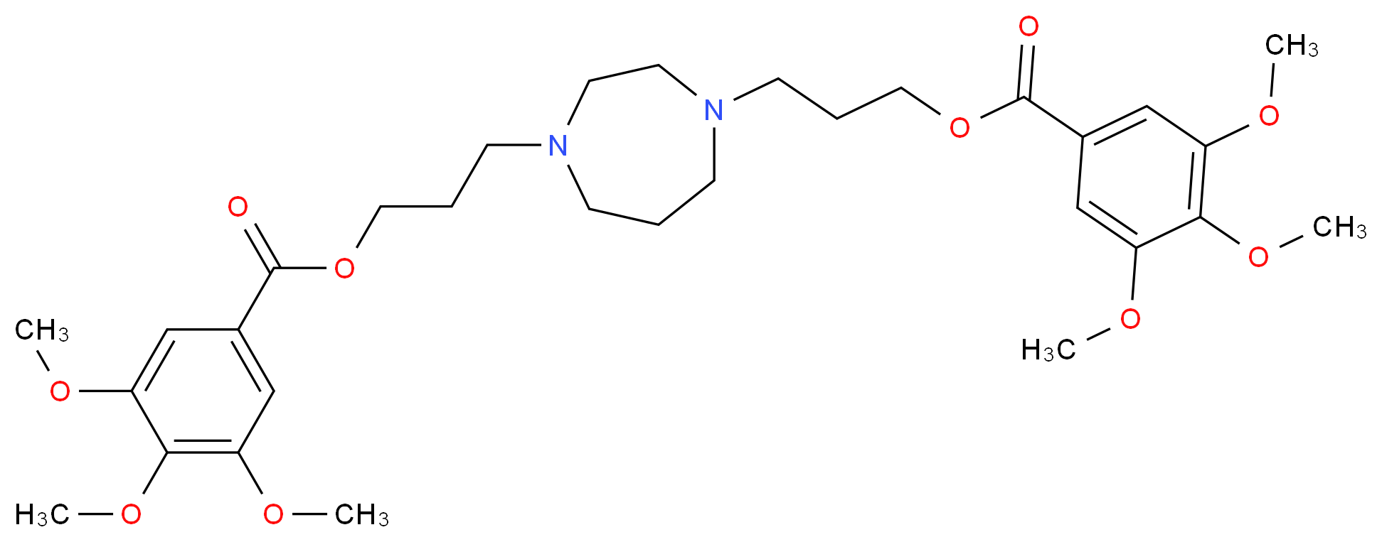 3-{4-[3-(3,4,5-trimethoxybenzoyloxy)propyl]-1,4-diazepan-1-yl}propyl 3,4,5-trimethoxybenzoate_分子结构_CAS_35898-87-4