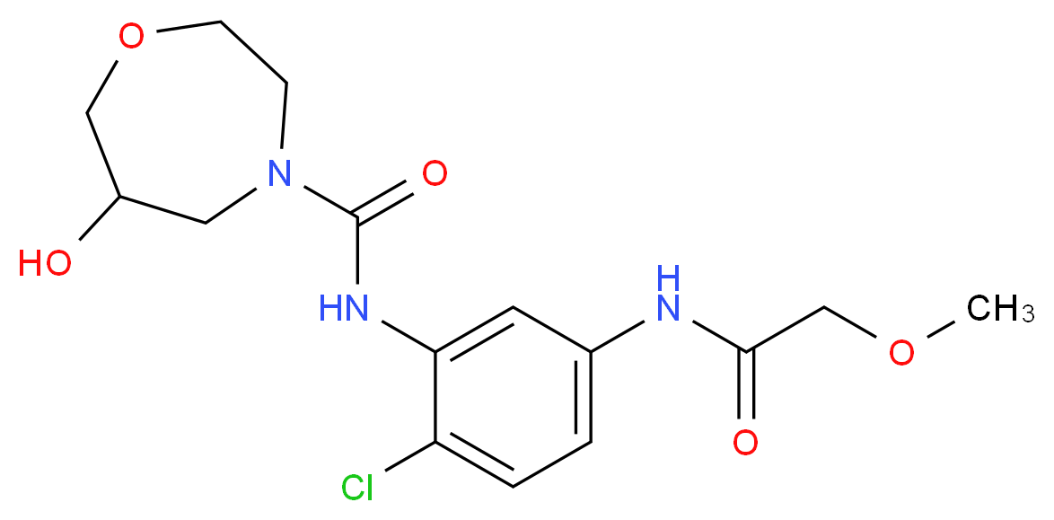N-{2-chloro-5-[(methoxyacetyl)amino]phenyl}-6-hydroxy-1,4-oxazepane-4-carboxamide_分子结构_CAS_)
