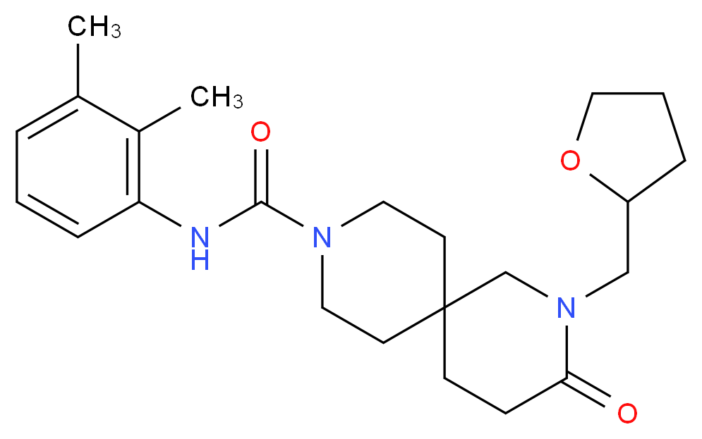 N-(2,3-dimethylphenyl)-3-oxo-2-(tetrahydrofuran-2-ylmethyl)-2,9-diazaspiro[5.5]undecane-9-carboxamide_分子结构_CAS_)