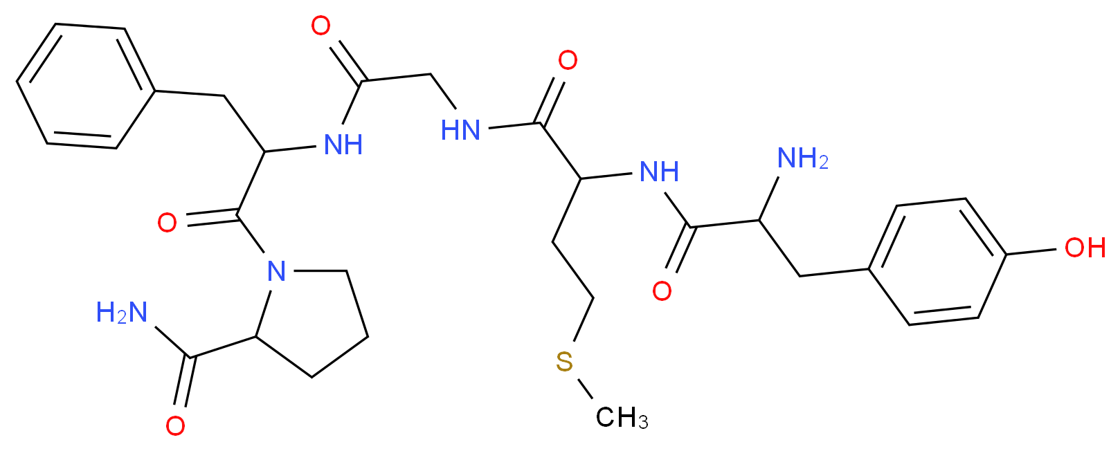 1-[2-(2-{2-[2-amino-3-(4-hydroxyphenyl)propanamido]-4-(methylsulfanyl)butanamido}acetamido)-3-phenylpropanoyl]pyrrolidine-2-carboxamide_分子结构_CAS_63307-63-1