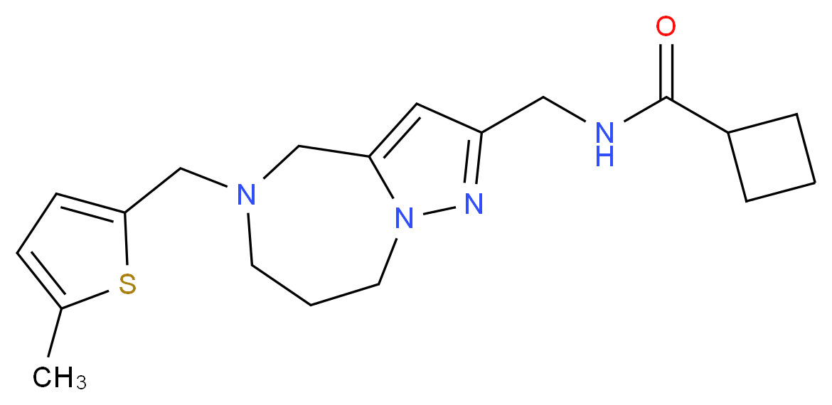 N-({5-[(5-methyl-2-thienyl)methyl]-5,6,7,8-tetrahydro-4H-pyrazolo[1,5-a][1,4]diazepin-2-yl}methyl)cyclobutanecarboxamide_分子结构_CAS_)