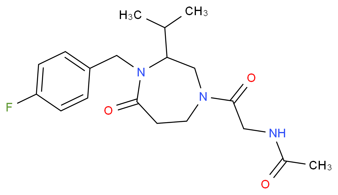 N-{2-[4-(4-fluorobenzyl)-3-isopropyl-5-oxo-1,4-diazepan-1-yl]-2-oxoethyl}acetamide (non-preferred name)_分子结构_CAS_)