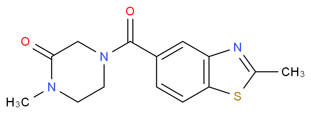 1-methyl-4-[(2-methyl-1,3-benzothiazol-5-yl)carbonyl]-2-piperazinone_分子结构_CAS_)