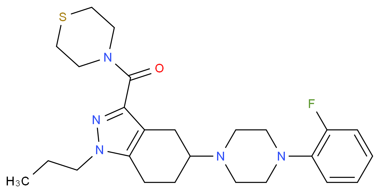 5-[4-(2-fluorophenyl)-1-piperazinyl]-1-propyl-3-(4-thiomorpholinylcarbonyl)-4,5,6,7-tetrahydro-1H-indazole_分子结构_CAS_)