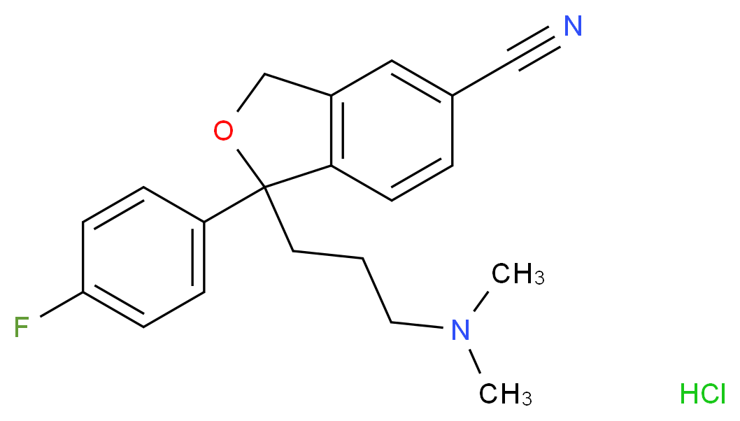 1-[3-(dimethylamino)propyl]-1-(4-fluorophenyl)-1,3-dihydro-2-benzofuran-5-carbonitrile hydrochloride_分子结构_CAS_85118-27-0)