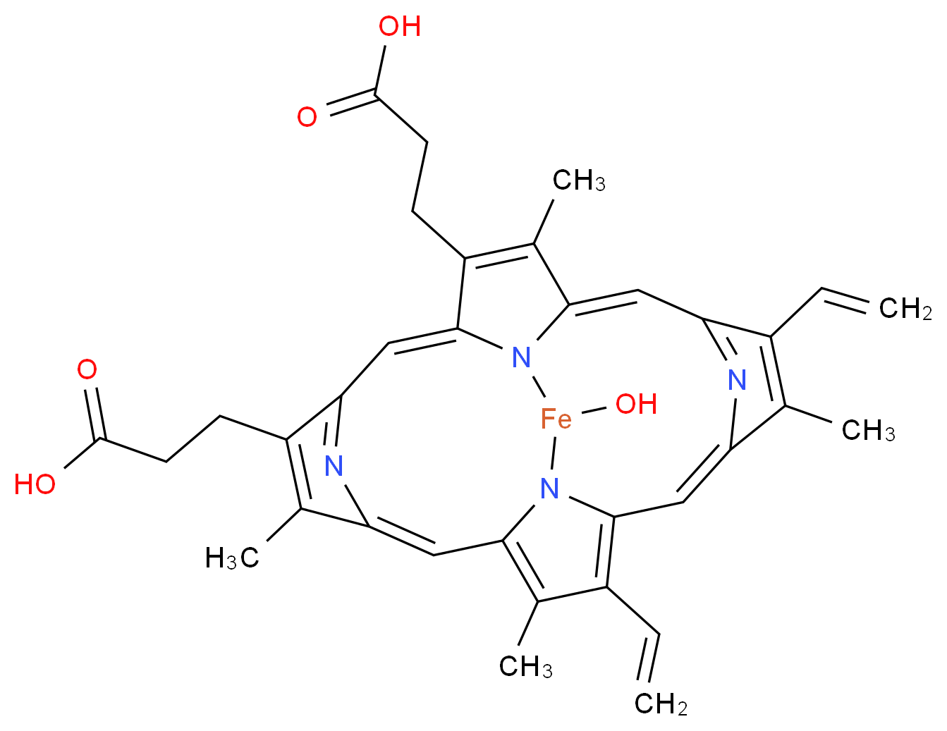 Hematin porcine_分子结构_CAS_15489-90-4)