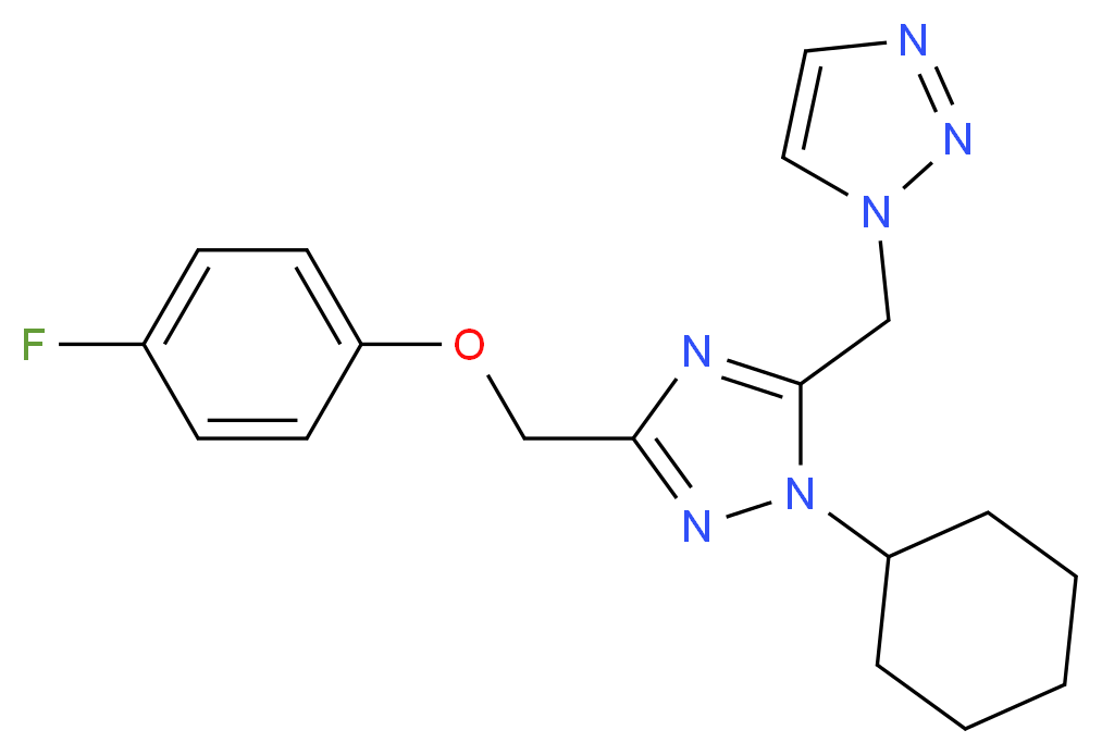 1-({1-cyclohexyl-3-[(4-fluorophenoxy)methyl]-1H-1,2,4-triazol-5-yl}methyl)-1H-1,2,3-triazole_分子结构_CAS_)
