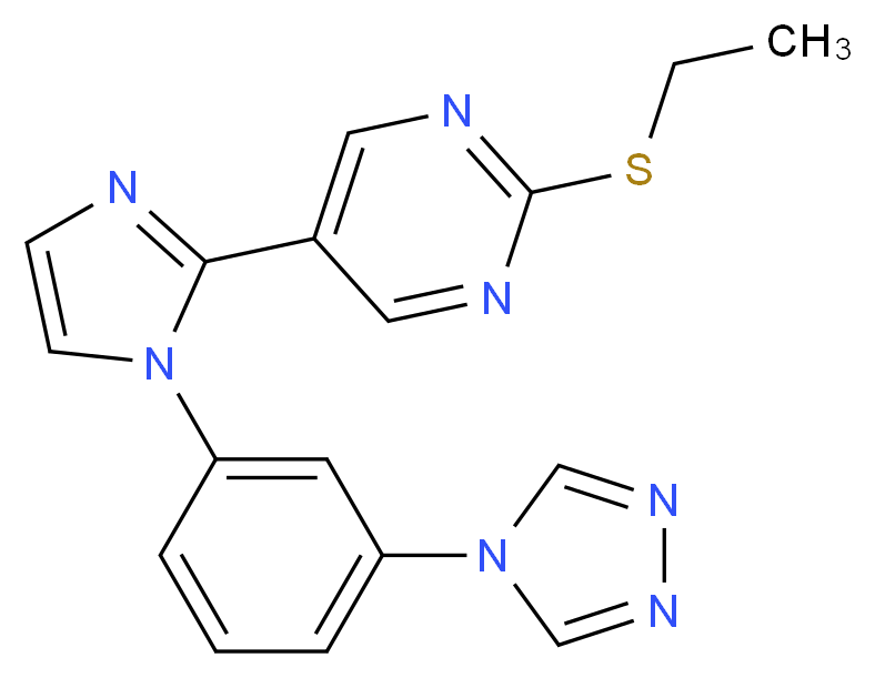 2-(ethylthio)-5-{1-[3-(4H-1,2,4-triazol-4-yl)phenyl]-1H-imidazol-2-yl}pyrimidine_分子结构_CAS_)