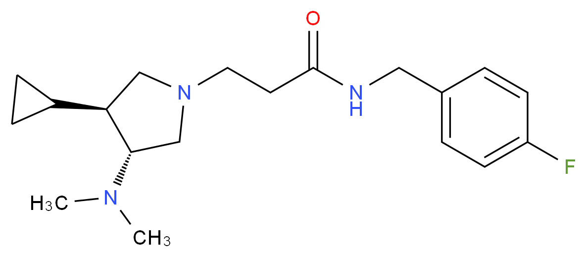 3-[(3S*,4R*)-3-cyclopropyl-4-(dimethylamino)-1-pyrrolidinyl]-N-(4-fluorobenzyl)propanamide_分子结构_CAS_)