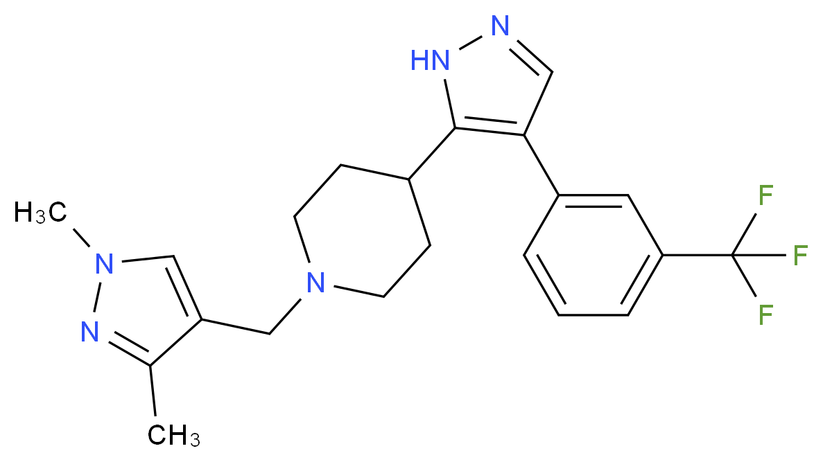 1-[(1,3-dimethyl-1H-pyrazol-4-yl)methyl]-4-{4-[3-(trifluoromethyl)phenyl]-1H-pyrazol-5-yl}piperidine_分子结构_CAS_)