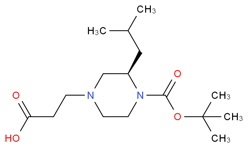 (R)-3-(4-(tert-butoxycarbonyl)-3-isobutylpiperazin-1-yl)propanoic acid_分子结构_CAS_1240589-33-6)