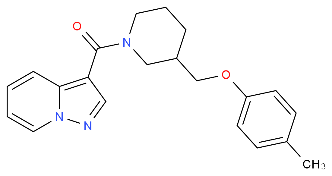 3-({3-[(4-methylphenoxy)methyl]-1-piperidinyl}carbonyl)pyrazolo[1,5-a]pyridine_分子结构_CAS_)