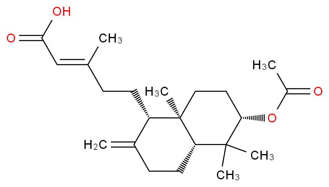 (2E)-5-[(1S,4aR,6S,8aR)-6-(acetyloxy)-5,5,8a-trimethyl-2-methylidene-decahydronaphthalen-1-yl]-3-methylpent-2-enoic acid_分子结构_CAS_63399-37-1