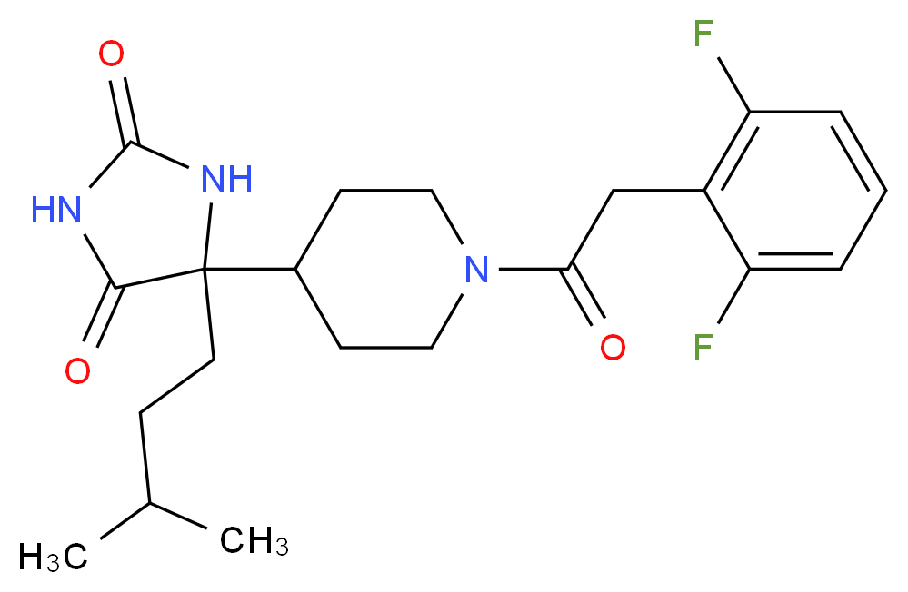 5-{1-[(2,6-difluorophenyl)acetyl]-4-piperidinyl}-5-(3-methylbutyl)-2,4-imidazolidinedione_分子结构_CAS_)