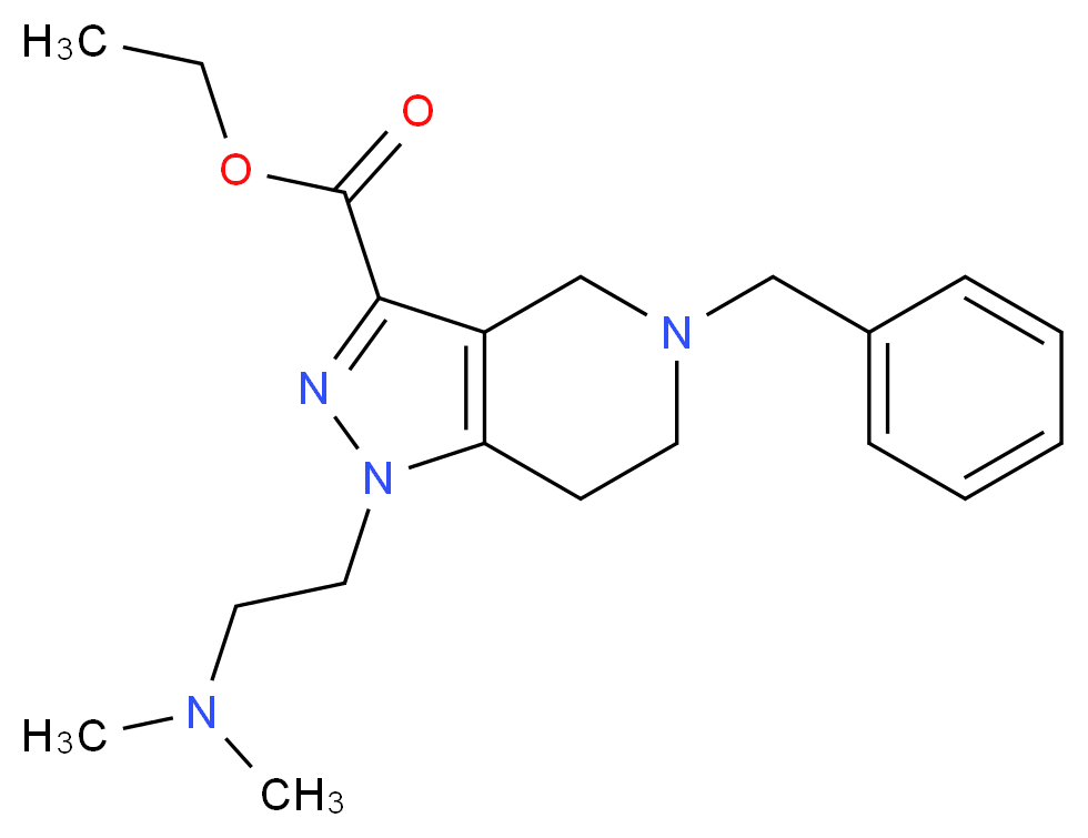 ethyl 5-benzyl-1-[2-(dimethylamino)ethyl]-4,5,6,7-tetrahydro-1H-pyrazolo[4,3-c]pyridine-3-carboxylate_分子结构_CAS_)