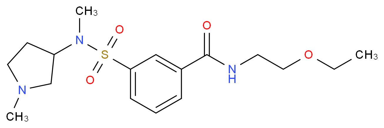 N-(2-ethoxyethyl)-3-{[methyl(1-methylpyrrolidin-3-yl)amino]sulfonyl}benzamide_分子结构_CAS_)