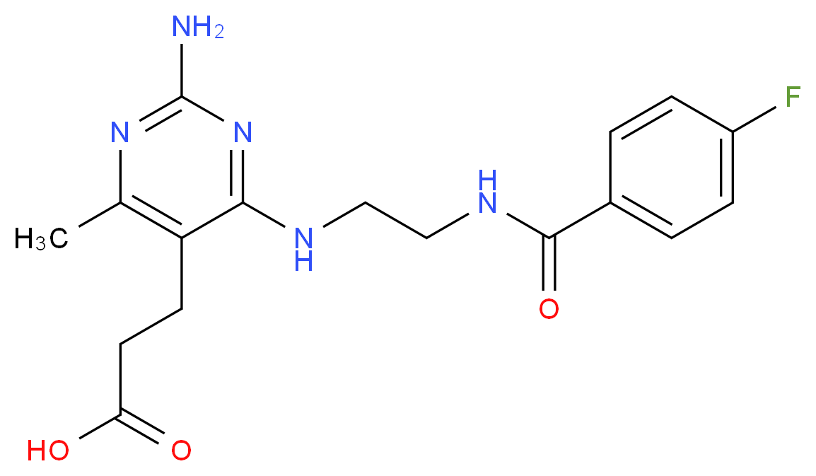 3-[2-amino-4-({2-[(4-fluorobenzoyl)amino]ethyl}amino)-6-methylpyrimidin-5-yl]propanoic acid_分子结构_CAS_)