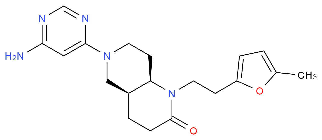 (4aS*,8aR*)-6-(6-aminopyrimidin-4-yl)-1-[2-(5-methyl-2-furyl)ethyl]octahydro-1,6-naphthyridin-2(1H)-one_分子结构_CAS_)