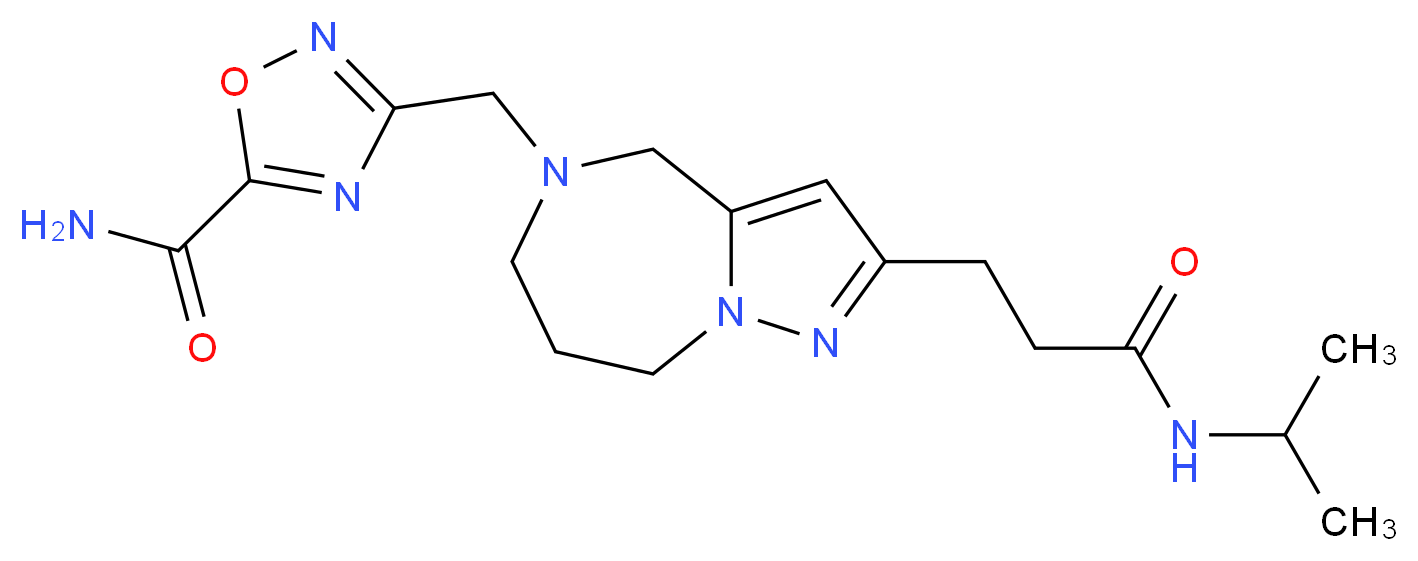3-{[2-[3-(isopropylamino)-3-oxopropyl]-7,8-dihydro-4H-pyrazolo[1,5-a][1,4]diazepin-5(6H)-yl]methyl}-1,2,4-oxadiazole-5-carboxamide_分子结构_CAS_)