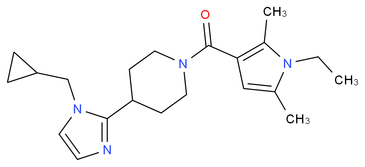 4-[1-(cyclopropylmethyl)-1H-imidazol-2-yl]-1-[(1-ethyl-2,5-dimethyl-1H-pyrrol-3-yl)carbonyl]piperidine_分子结构_CAS_)