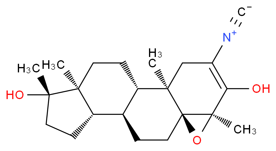 (1S,2R,6R,8S,11S,12S,15S,16S)-4-isocyano-2,6,15,16-tetramethyl-7-oxapentacyclo[9.7.0.0<sup>2</sup>,<sup>8</sup>.0<sup>6</sup>,<sup>8</sup>.0<sup>1</sup><sup>2</sup>,<sup>1</sup><sup>6</sup>]octadec-4-ene-5,15-diol_分子结构_CAS_80471-63-2