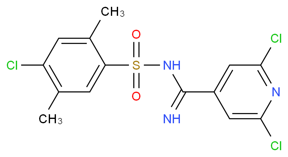 4-chloro-N-[(2,6-dichloropyridin-4-yl)(imino)methyl]-2,5-dimethylbenzenesulphonamide_分子结构_CAS_)