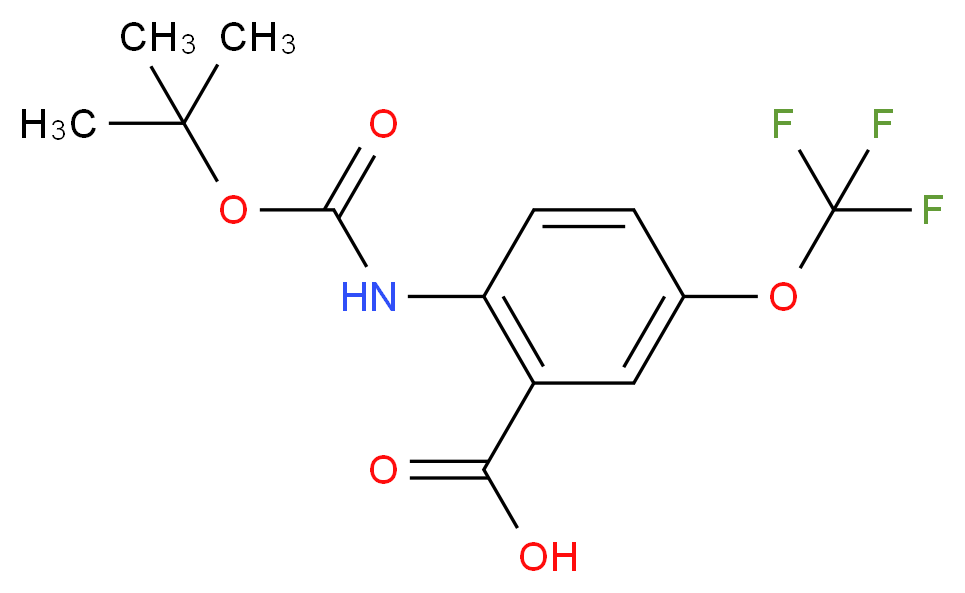 2-[(TERT-BUTOXYCARBONYL)AMINO]-5-(TRIFLUOROMETHOXY)BENZOIC ACID_分子结构_CAS_220107-35-7)