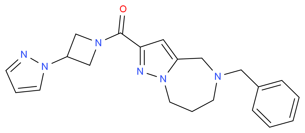 5-benzyl-2-{[3-(1H-pyrazol-1-yl)azetidin-1-yl]carbonyl}-5,6,7,8-tetrahydro-4H-pyrazolo[1,5-a][1,4]diazepine_分子结构_CAS_)