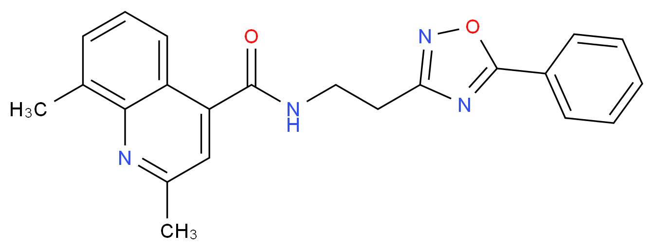 2,8-dimethyl-N-[2-(5-phenyl-1,2,4-oxadiazol-3-yl)ethyl]-4-quinolinecarboxamide_分子结构_CAS_)