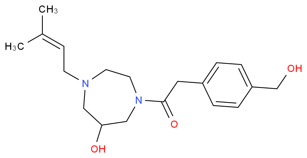 1-{[4-(hydroxymethyl)phenyl]acetyl}-4-(3-methylbut-2-en-1-yl)-1,4-diazepan-6-ol_分子结构_CAS_)