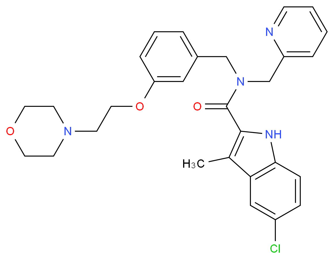 5-chloro-3-methyl-N-{3-[2-(4-morpholinyl)ethoxy]benzyl}-N-(2-pyridinylmethyl)-1H-indole-2-carboxamide_分子结构_CAS_)