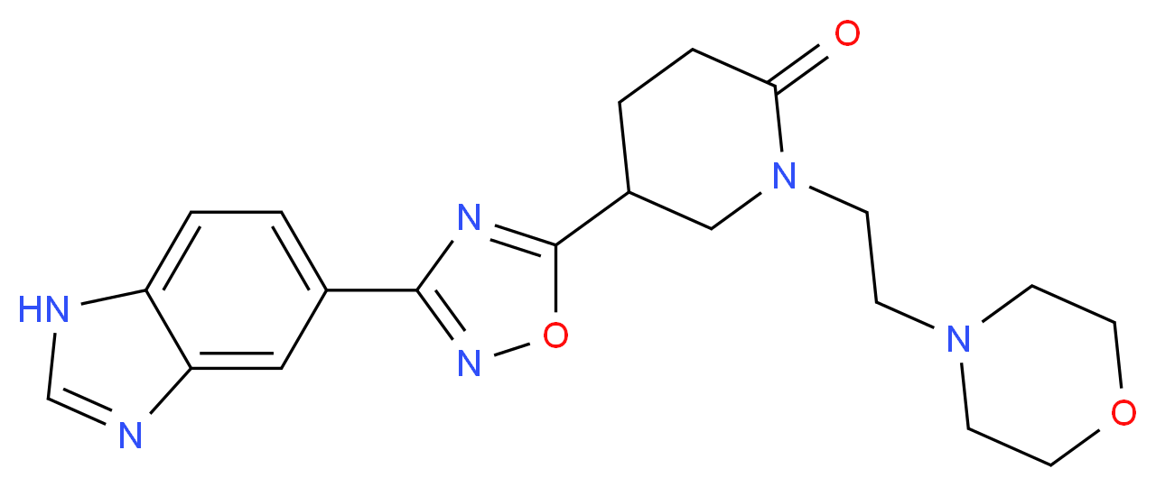 5-[3-(1H-benzimidazol-5-yl)-1,2,4-oxadiazol-5-yl]-1-[2-(4-morpholinyl)ethyl]-2-piperidinone_分子结构_CAS_)