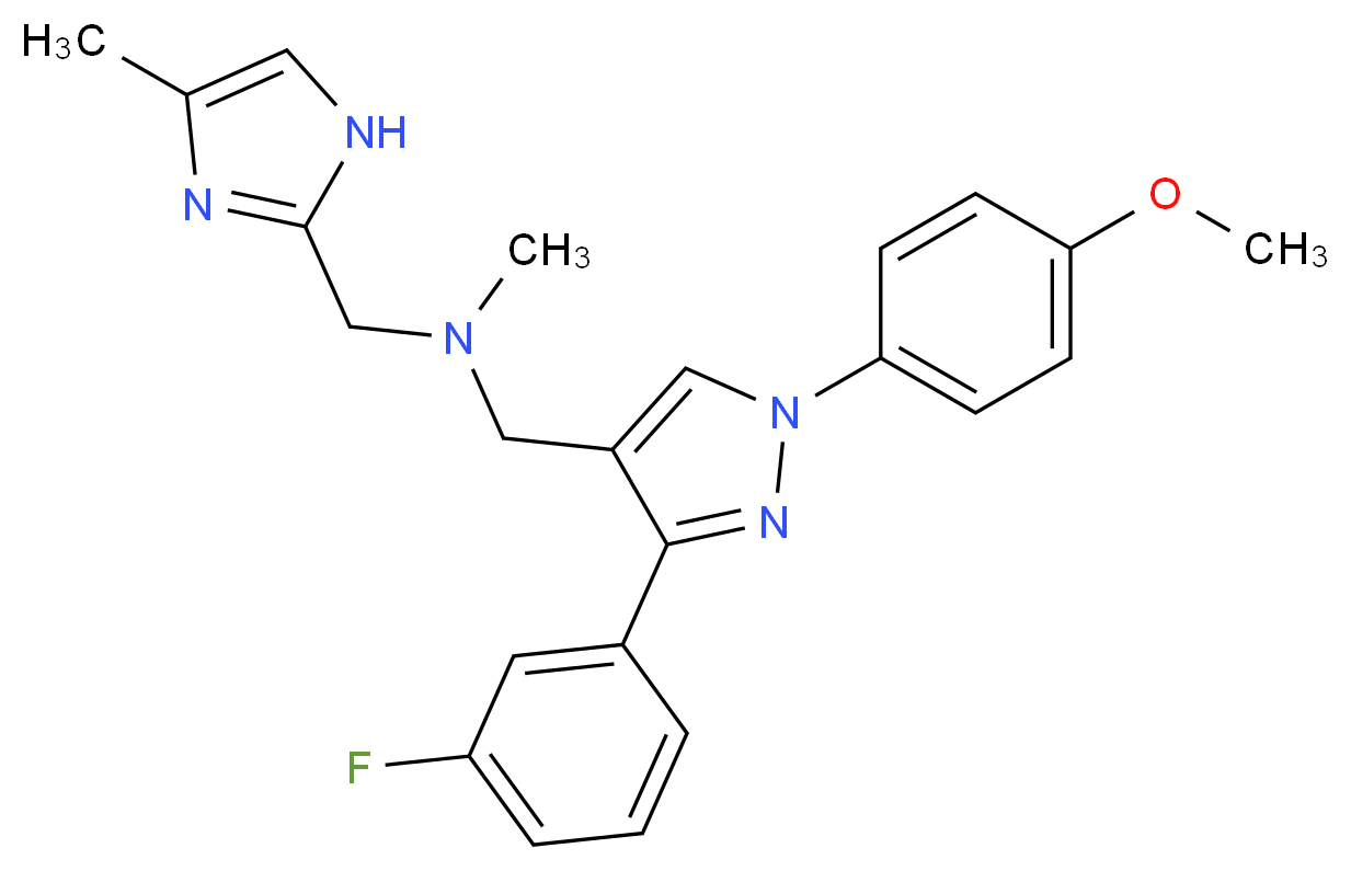 1-[3-(3-fluorophenyl)-1-(4-methoxyphenyl)-1H-pyrazol-4-yl]-N-methyl-N-[(4-methyl-1H-imidazol-2-yl)methyl]methanamine_分子结构_CAS_)
