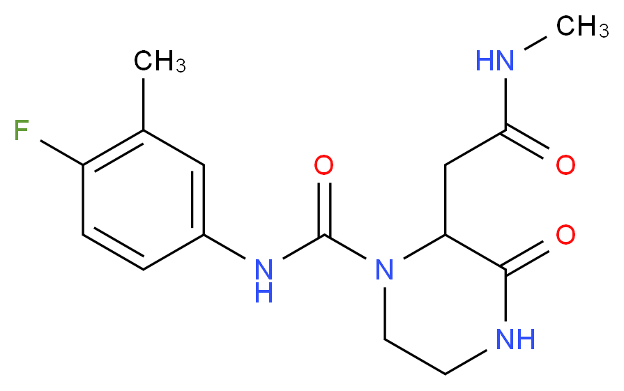 N-(4-fluoro-3-methylphenyl)-2-[2-(methylamino)-2-oxoethyl]-3-oxopiperazine-1-carboxamide_分子结构_CAS_)